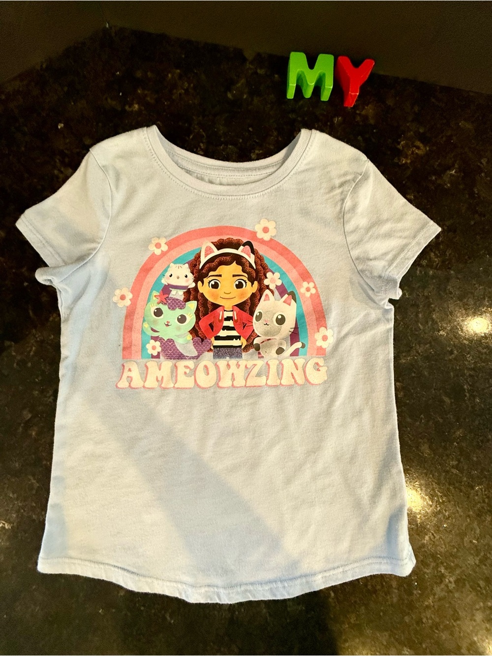 Gabby's Dollhouse “Ameowzing” light blue Short-Sleeve T-Shirt Size 6